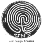 Cretan Coin, showing Maze, drawing by A Meehan (17242 bytes)