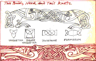 Fig. 95a: Two birds with split-ribbon necks forming Josephine Knot